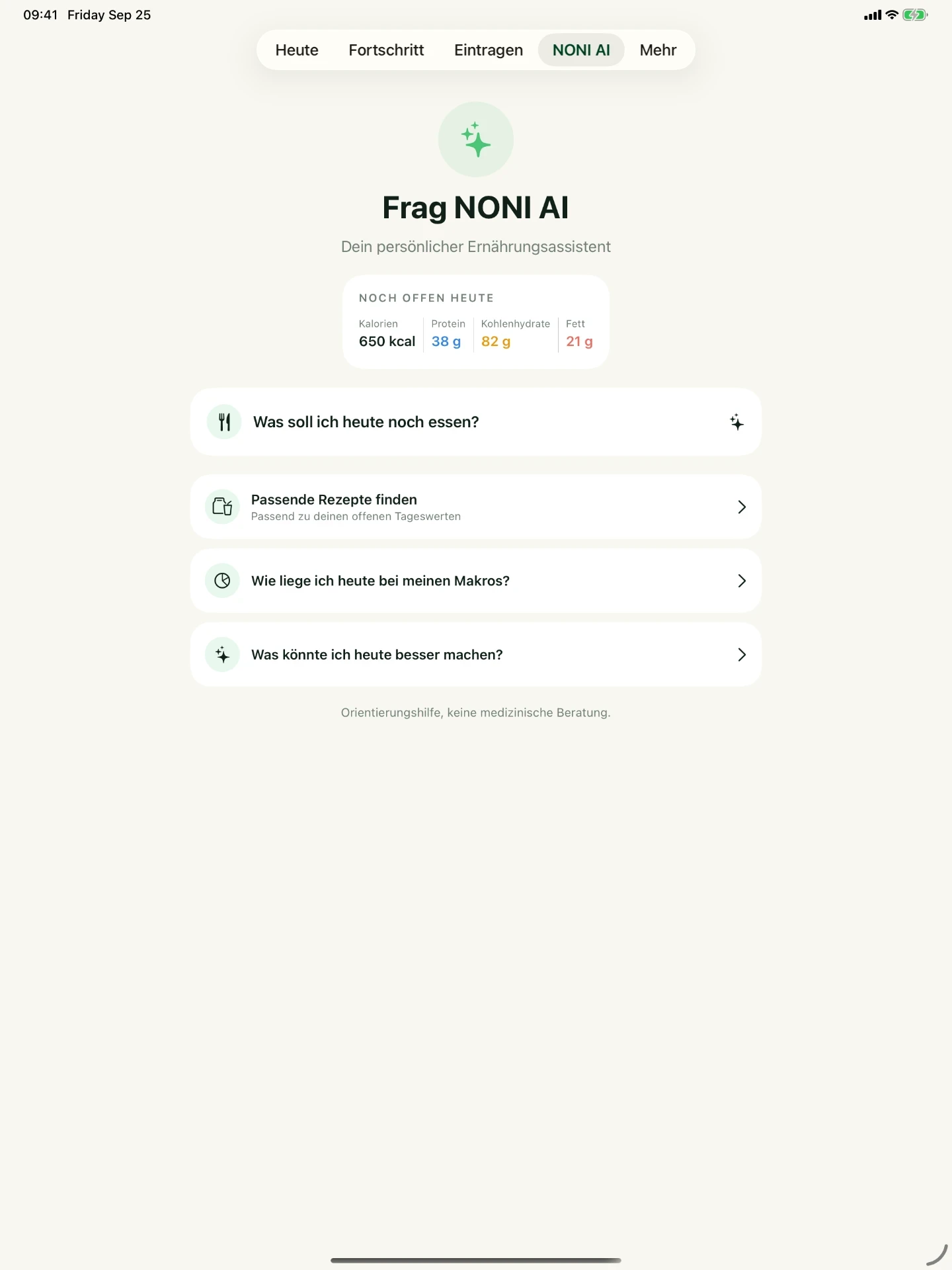 NONI AI Ernährungsassistent