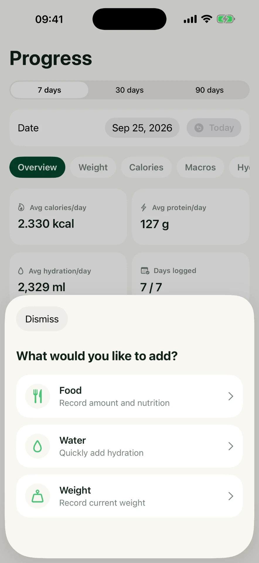 Adding food, water or weight